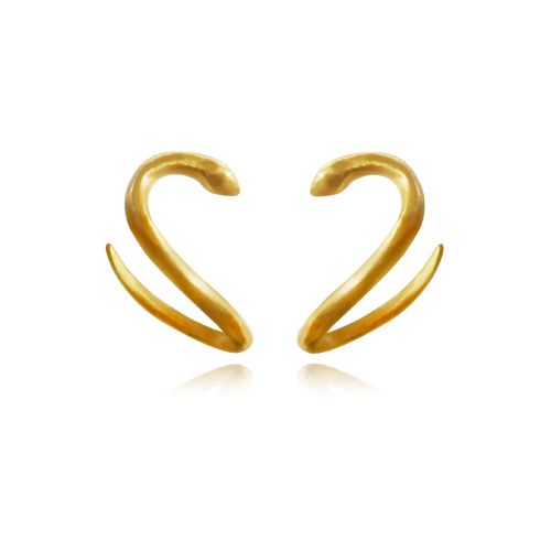 Culturesse Cassidy Artisan 15mm Dainty Serpent Stud Earrings - Gold Filled