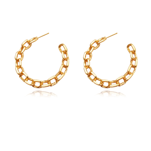 Culturesse Milan Chained 43mm Love Hoop Earrings - Gold