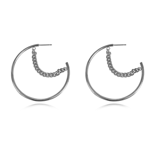 Culturesse Not Your Regular Hoop 50mm Earrings - Silver