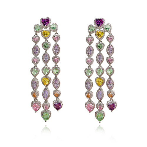 Culturesse Tourmaline 73mm Zirconia Earrings For Pierced Ears