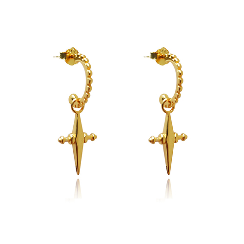 Culturesse Niko Vermeil 28mm Cross Drop Earrings - Gold