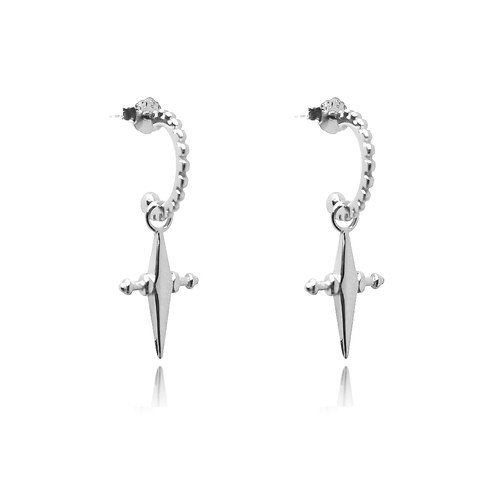 Culturesse Lyre 28mm Cross Drop Earrings - Silver