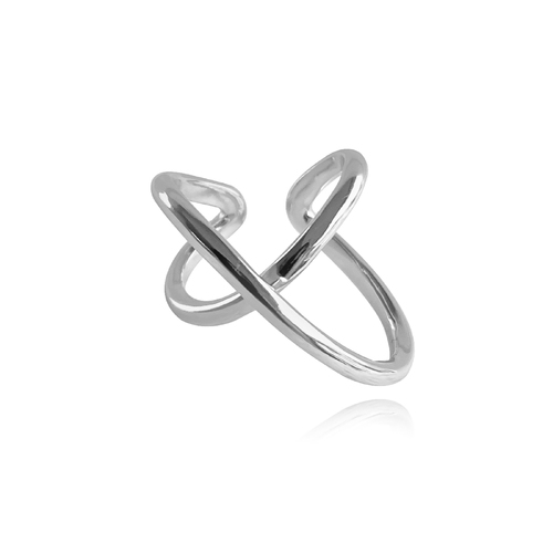 Culturesse Harlow 22mm Sculptural Intertwined Single Cuff Earring - Silver