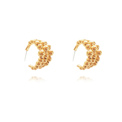 Culturesse Gianna 20mm Curved Beads Stud Earrings - Gold