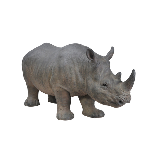 Northcote Pottery 116cm Standing Rhino Resin Garden Ornament Decor