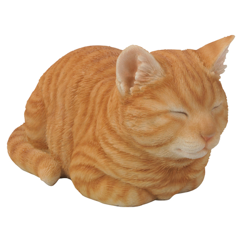 Northcote Pottery 20.5cm Sleeping Cat Ginger Resin Garden Ornament Decor