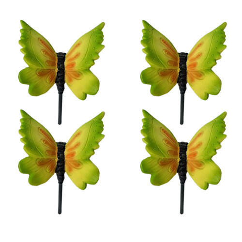 4PK Northcote Pottery Garden Stake Small Butterfly Green/Orange