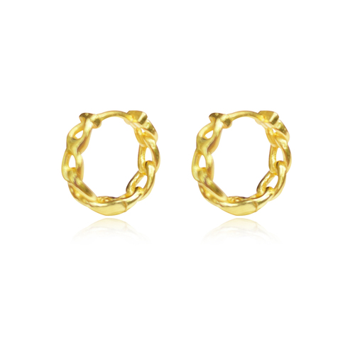 Culturesse Minnie 11mm Dainty Chain Hoop Earrings - Gold