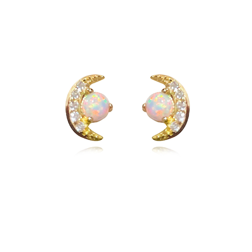 Culturesse Solvita 6mm Dainty Opal Stud Earrings - Gold