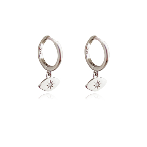 Culturesse Mantra 17mm Dainty Starburst Drop Earrings Silver