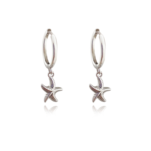 Culturesse Meri Dainty 20mm Starfish Drop Earrings - Silver