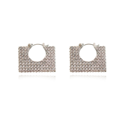 Culturesse Victoire 20mm Diamante Baguette Bag Earrings - Silver