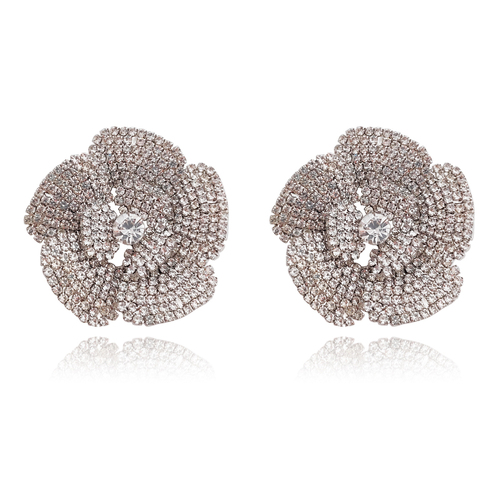 Culturesse Christabel 45mm Diamante Statement Drop Earrings - Silver