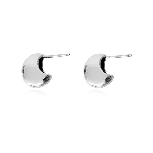 Culturesse Nala Artsy 12mm Chic Dainty Stud  Crescent Earrings - Silver