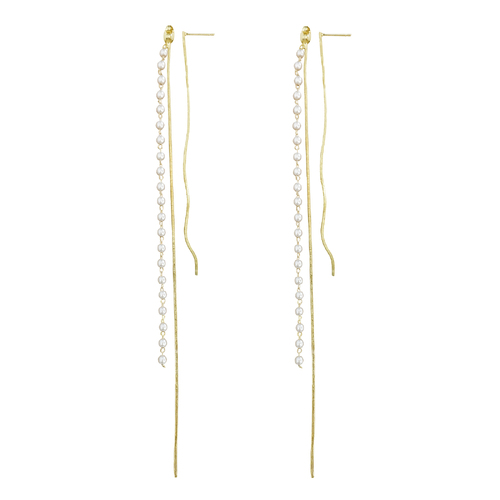 Culturesse Kelsey 175mm Fine Double String Drop Earrings - Gold