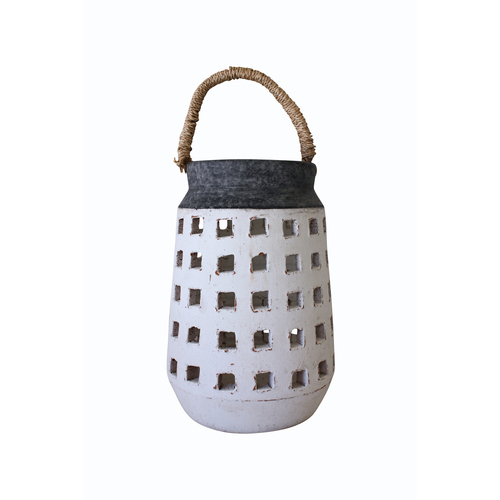 Darlin Terracotta 36cm Kodra Tall Lantern Home Decor White/Grey