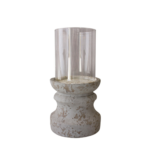 Darlin Concrete/Glass 29.5cm Byron Candle Holder Home Decor Small White