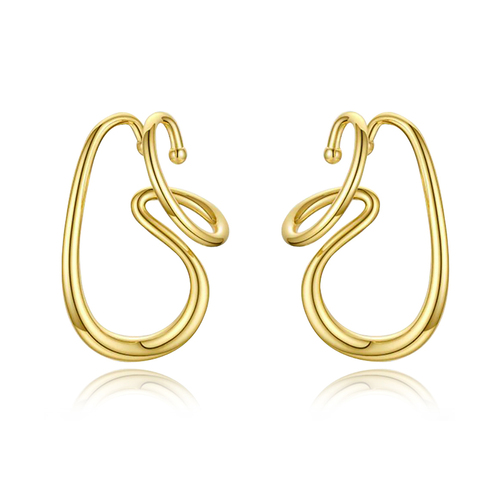 Culturesse Farren Modern 37mm Loop Cuff Earrings - Gold