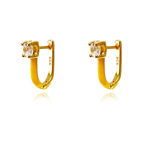 Culturesse Gabriela 11mm Diamante Enamel U Huggie Earrings - Yellow