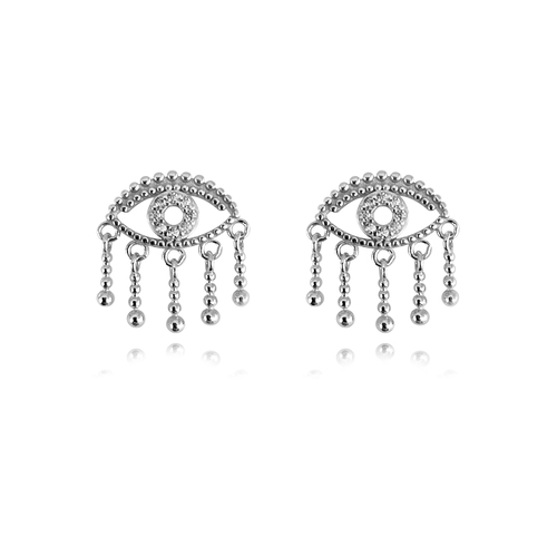 Culturesse Harmonie Splendid Evil Eye Earrings For Pierced Ears - Silver