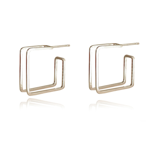 Culturesse Finley Sculpture 13mm Frame Earrings - Silver