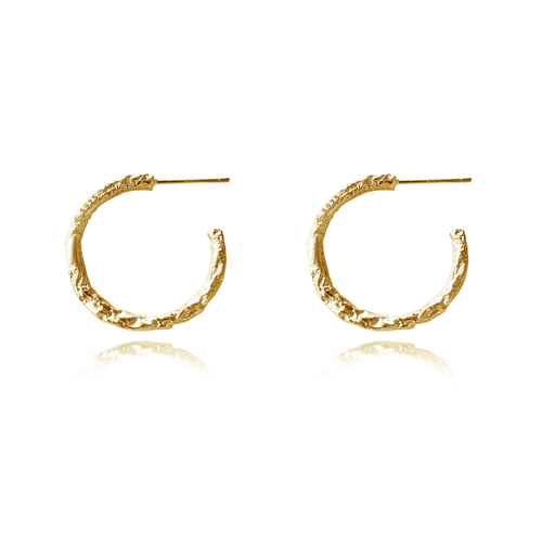 Culturesse Avery 22mm Artsy Textured Hoop Earrings - Gold