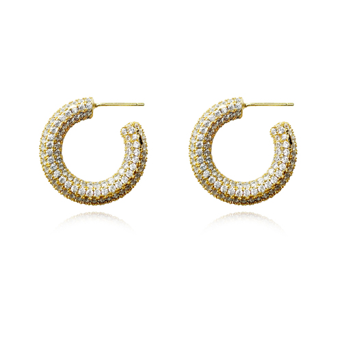 Culturesse Elior 24mm Diamnate-Embellished Hoop Earrings - Gold