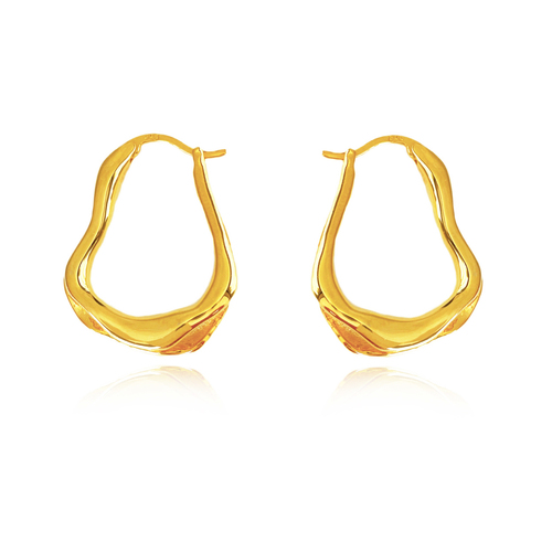 Culturesse Nomad 22mm Fluid Sculpture Hoop Earrings - Gold Vermeil