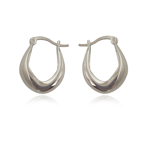 Culturesse Krista Modern 19mm Bowl Huggie Earrings - Silver