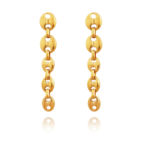 Culturesse Evren 65mm Drop Chain Fashion Earrings - Gold