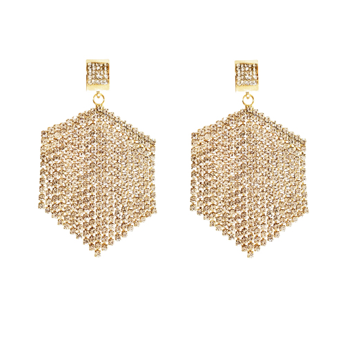 Culturesse Claude 80mm Shimmering Golden Tassel Earrings