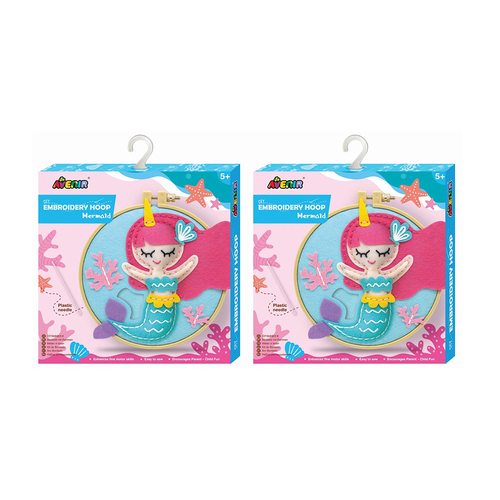 2PK Avenir Embroidery Hoop Mermaid Art/Craft Plush 5y+