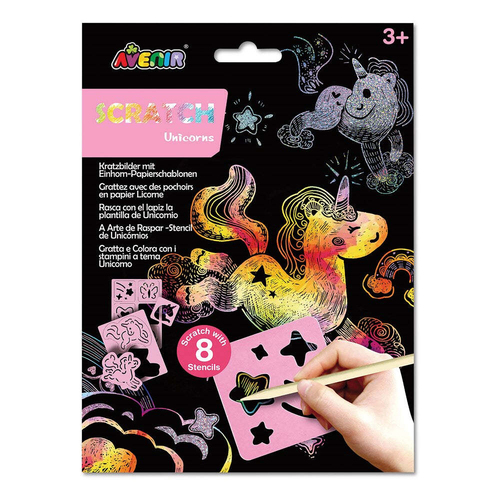 Avenir Scratch & Stencil Unicorns Kids/Children Art Activity Toy 3y+