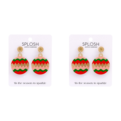 2PK Splosh Christmas Ornament Drop Earrings S/S Fashion Jewellery 6cm