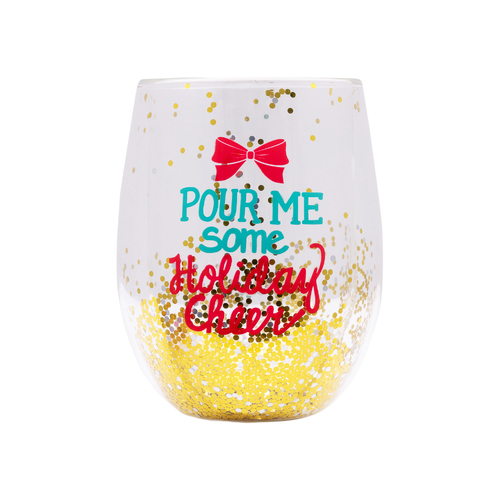 Splosh Christmas Cheers Stemless Glass Drinking Tumbler Round 13cm