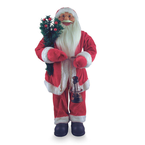 Traditional Santa With Garland 60cm Novelty Figurine/Figure Statue