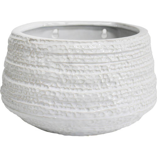 LVD Ceramic Wall Planter Barnacle XL Plant Pot Round 25x22cm - White