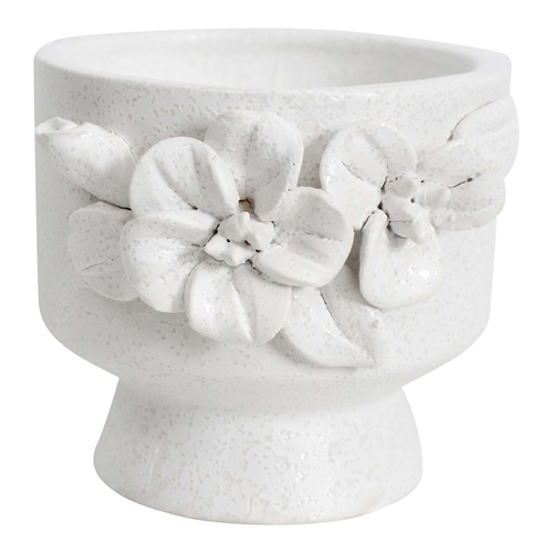 LVD Ceramic 10.5cm Tealight Holder Organic Leaf - Irustic White