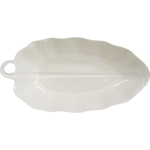 LVD Ceramic Banana Leaf Bowl Home Decor 40cm - Rustic Ivory