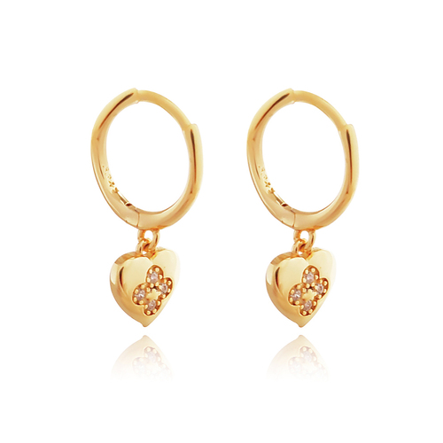 Culturesse Kimi 18mm Dainty Heart Drop Earrings - Gold