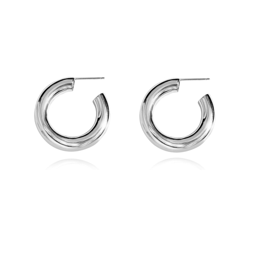 Culturesse Abella 24mm Classic C Hoop Earrings - Silver