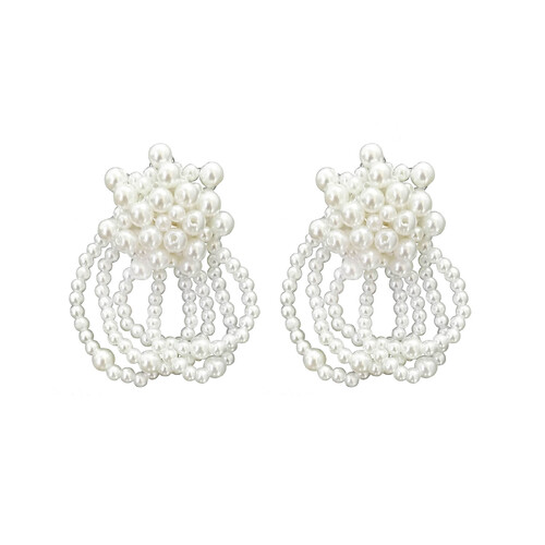 Culturesse Vivienne 60mm Pearl Splendid Earrings For Pierced Ears - White