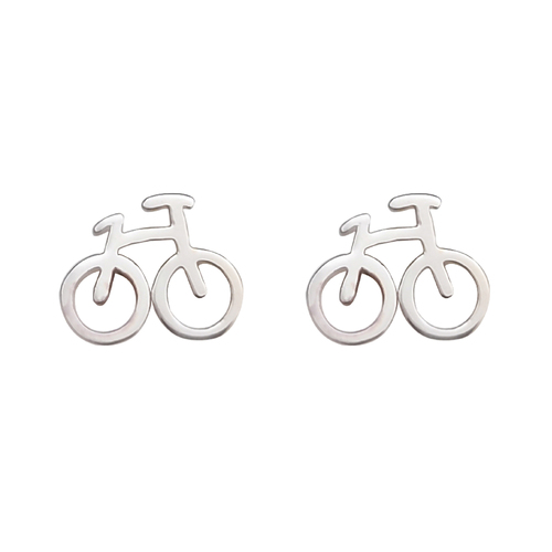 Culturesse 9mm Little Bicycle Stud Earrings - Silver