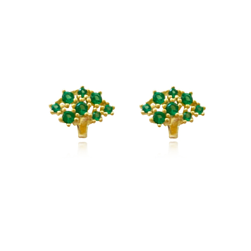 Culturesse 8mm Little Broccoli Dainty Stud Earrings - Gold/Green