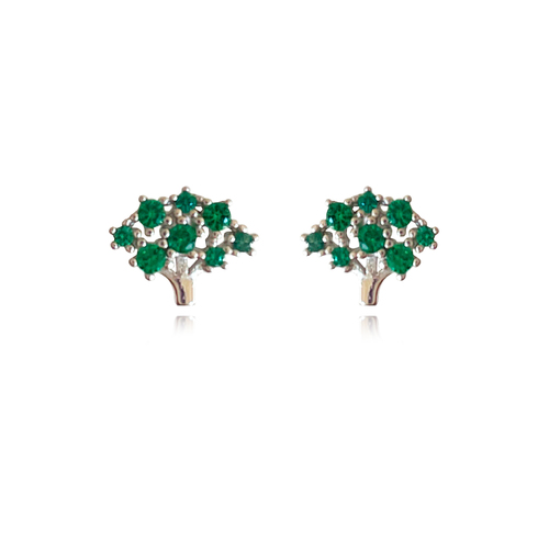 Culturesse 5mm Little Broccoli Dainty Stud Earrings - Silver/Green