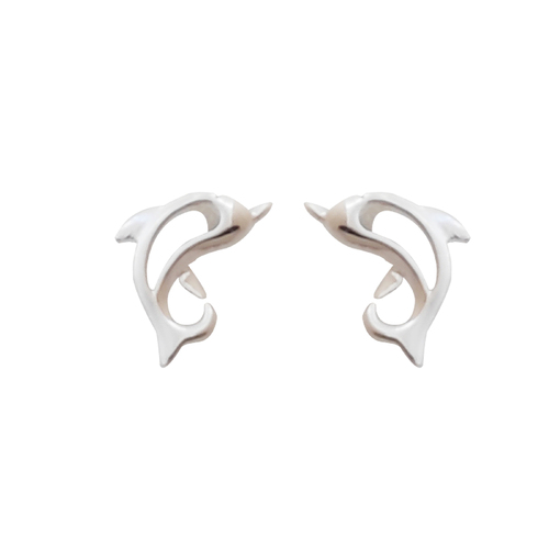 Culturesse 9mm Little Dolphin Stud Earrings - Silver