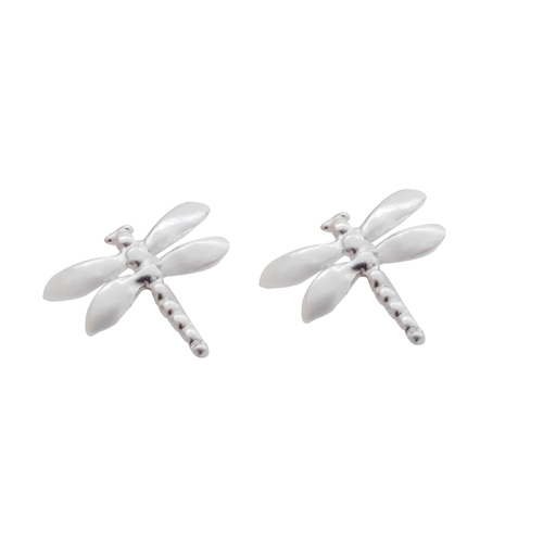 Culturesse 9mm Little Dragonfly Stud Earrings - Silver