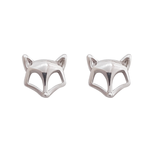 Culturesse 7mm Foxy The Fox Stud Earrings - Silver