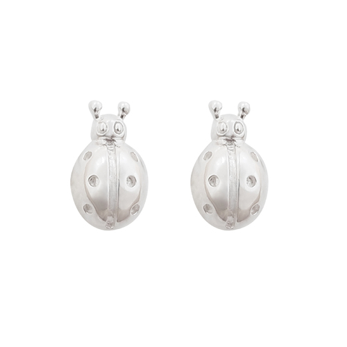 Culturesse 9mm Lacy The Ladybug Stud Earrings - Silver