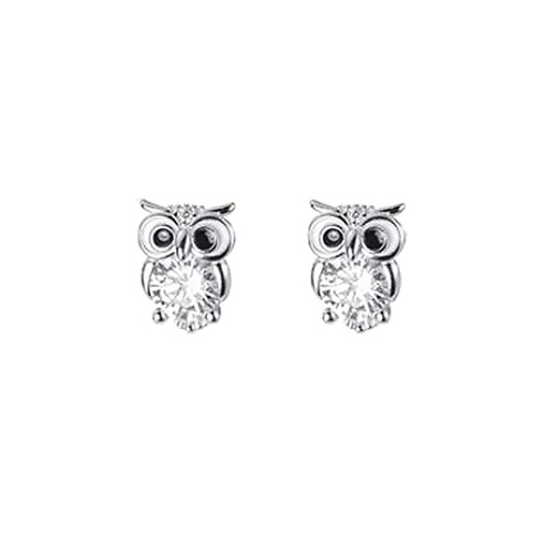 Culturesse 9mm Little Owl Dainty Stud Earrings - Silver